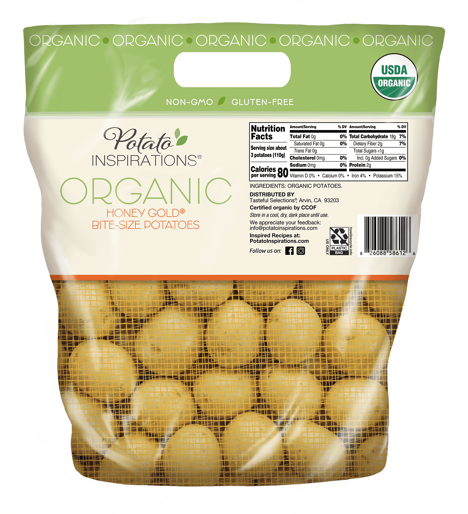 Potato Inspirations Gusseted 24oz Organic Honey Gold (Back)